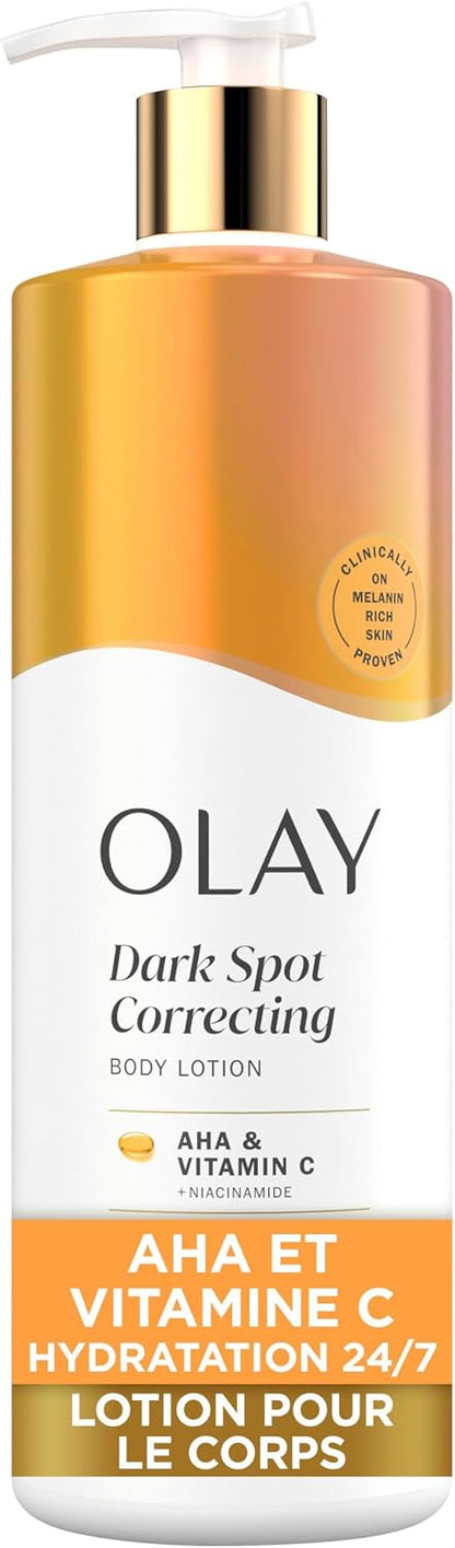 Olay Dark Spot Correcting Body Lotion with AHA, Vitamin C and Niacinamide, Exfoliating Body Lotion to Lift Away Discoloration, 502 mL